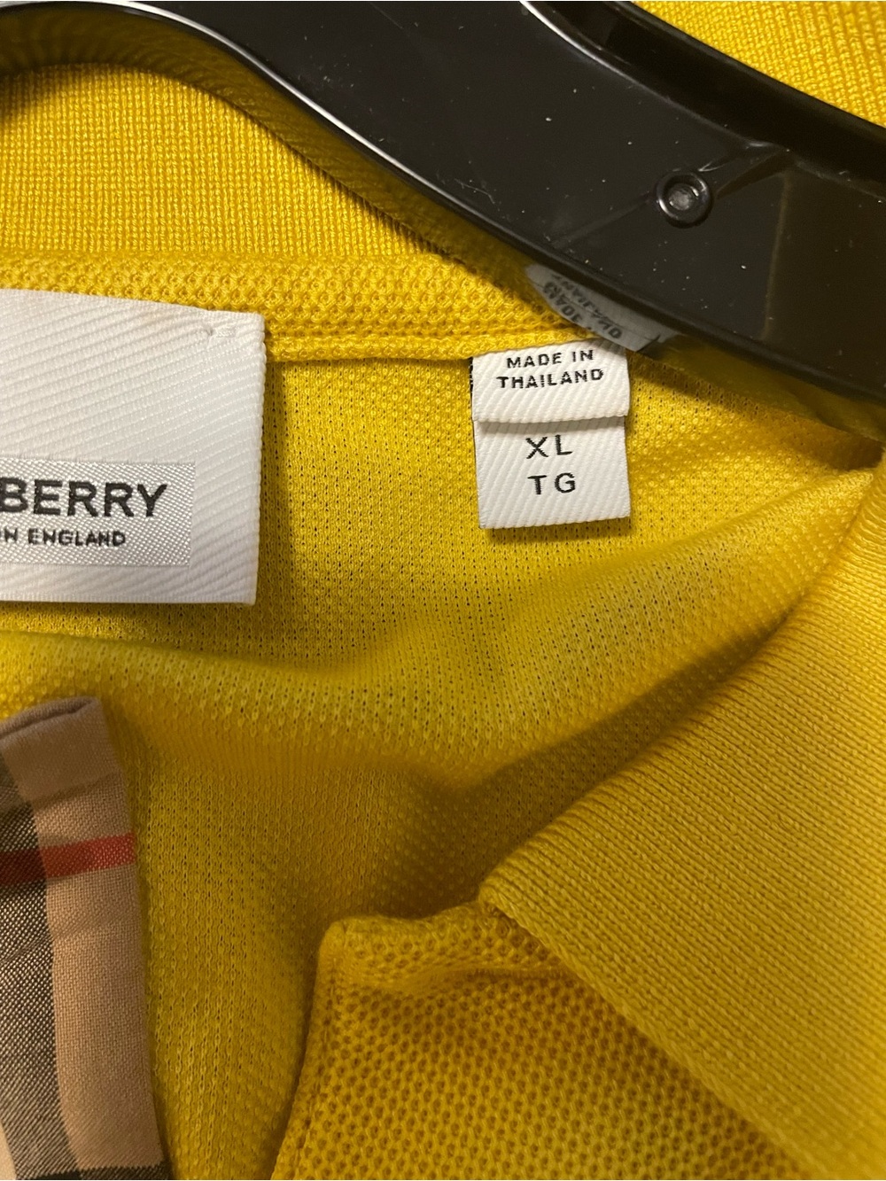 Burberry Yellow Polo with Signature Check Placket Xl - Picture 5 of 10